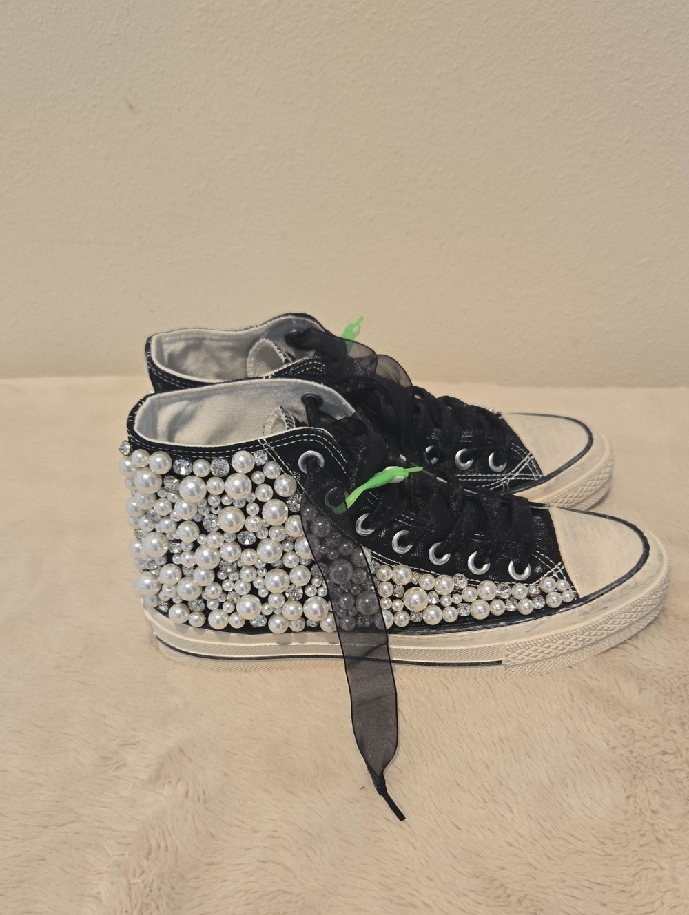 Free People X Nan-ku Couture Pearl Crush Hi Top Sneakers
